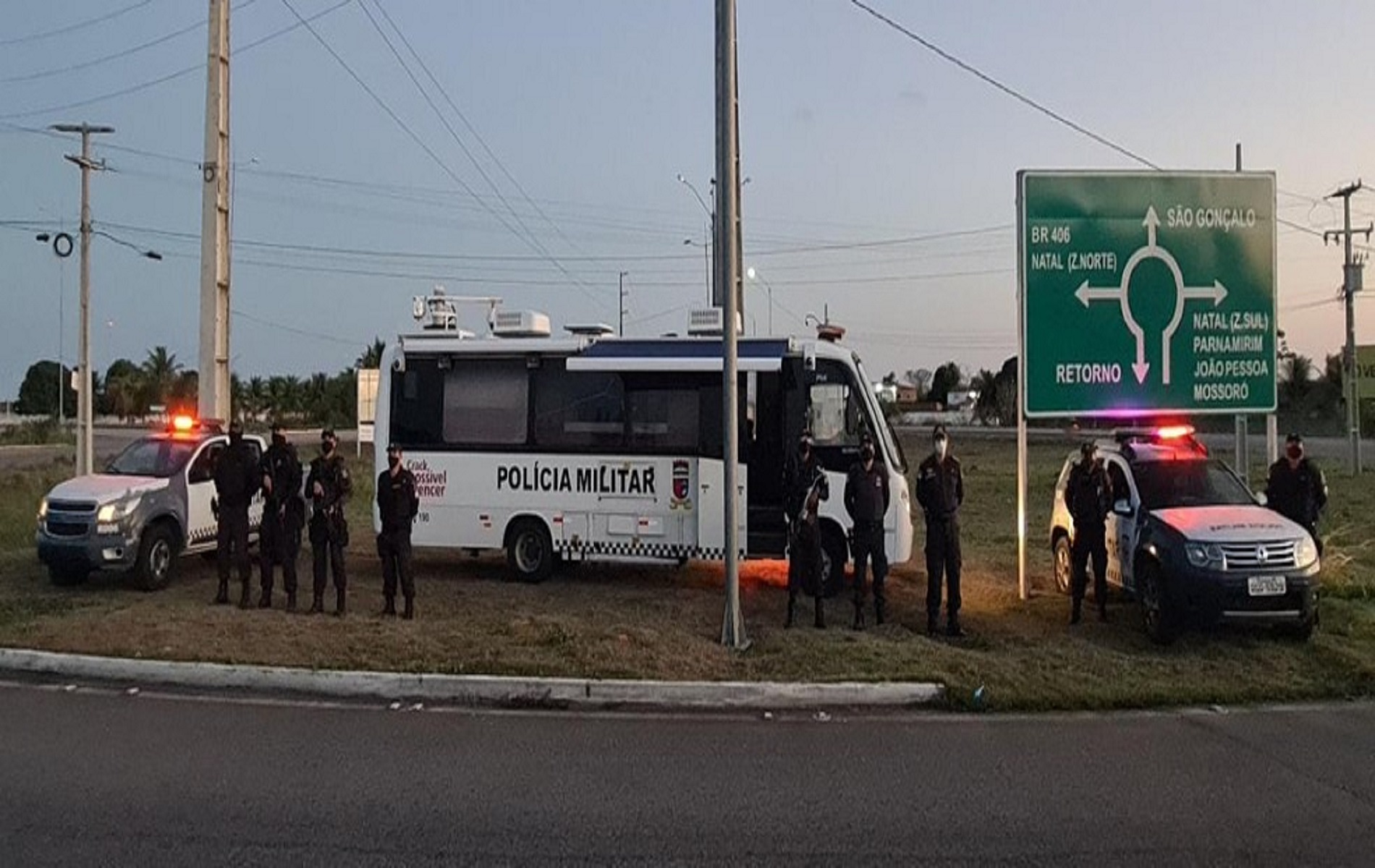 Polícia Militar instala posto móvel na rotatória do Aeroporto de Natal