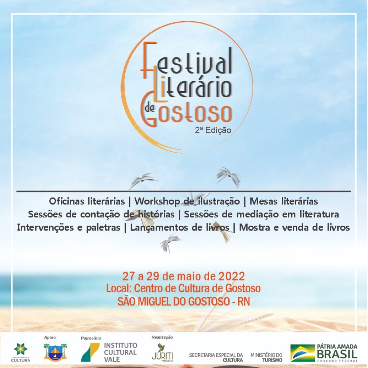 Festival Literário de Gostoso acontece entre 27 e 29 de maio; confira a programação